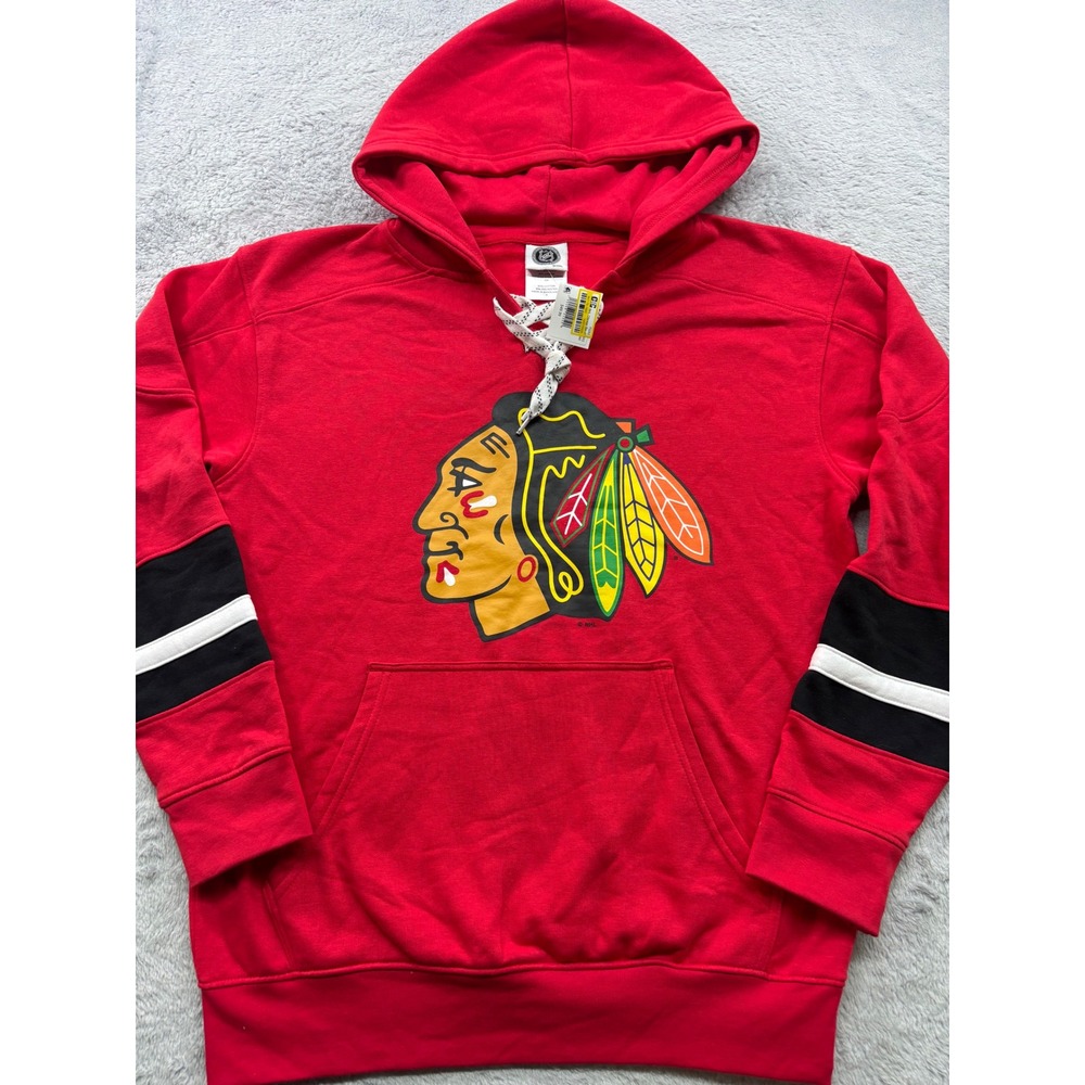 NHL Chicago Blackhawks‎ Mens Lace Up Hoodie Red Fleece Sweatshirt Small NEW